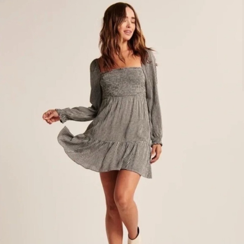 Abercrombie & Fitch Gingham Smocked Mini Dress
